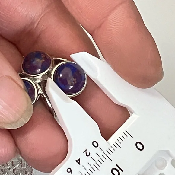 Mojave purple turquoise, multi-stone Cabochon ring in stainless steel - Picture 6 of 9